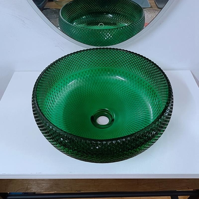 Umywalki z zielonego szkła Vanity Diamond Mordern Round Łazienka
