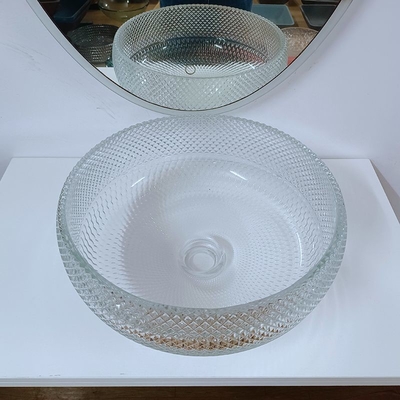 Umywalki z przezroczystego szkła Crystal Round Artystyczny 10-calowy blat zlewu na naczynia