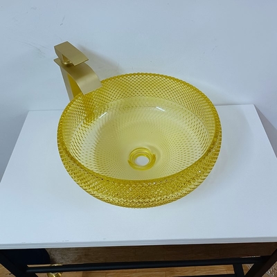 17,7-calowy żółty zlew łazienkowy w stylu miski 180mm 12mm Okrągły kryształ