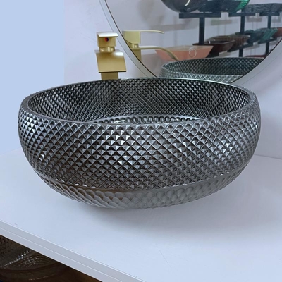 180mm włoski design srebrna umywalka łazienkowa okrągła niebieska umywalka nablatowa