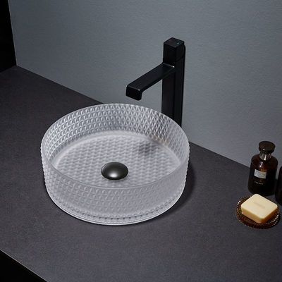 Acid Matt Glass Vessel Basins Łazienka Vanity 12mm High End Crystal Diamond