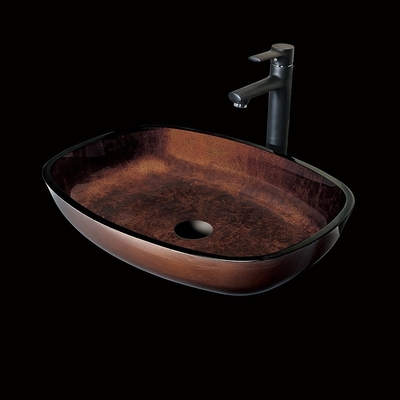 Nowoczesna umywalka do rąk w stylu vintage Duży prostokątny blat Russet Brown