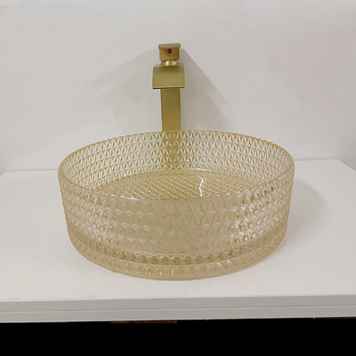 Szampana Szklana umywalka Miska Cylinder Łazienka Kryształ Diament Art