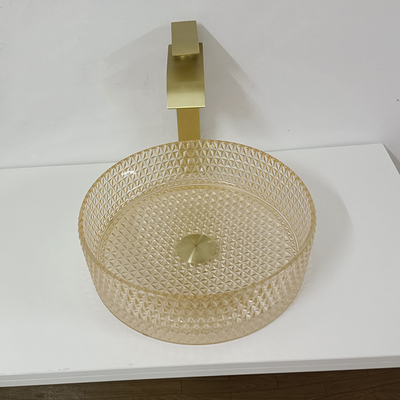Szampana Szklana umywalka Miska Cylinder Łazienka Kryształ Diament Art