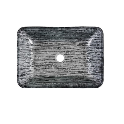 Umywalki łazienkowe w kolorze tytanowej czerni / szarości L460 * W330 * H105mm Prostokątna umywalka z czarnego naczynia