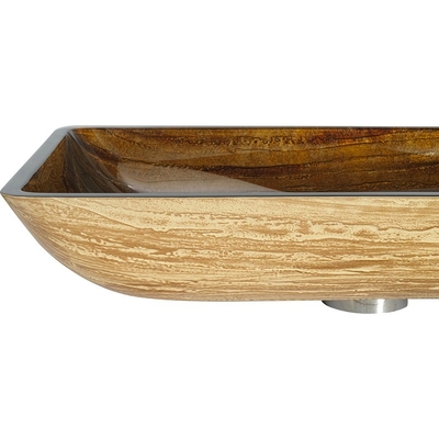 Prostokątne umywalki łazienkowe OEM Bark Brown Handmade Umywalka ze szkła hartowanego