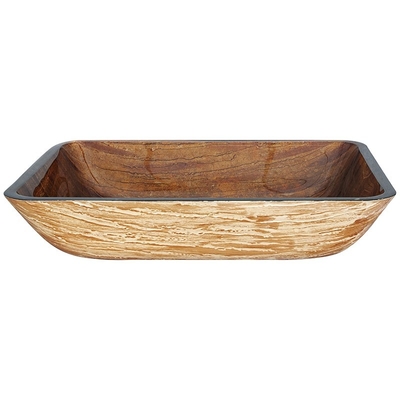 Prostokątne umywalki łazienkowe OEM Bark Brown Handmade Umywalka ze szkła hartowanego