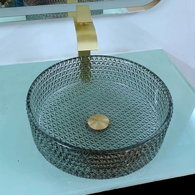 Nowoczesna szklana umywalka nablatowa Czarny blat o wysokości 120 mm Artystyczna