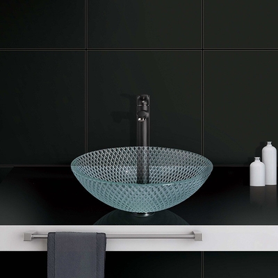 Super Clear Glass Vanity Umywalki Miska Łazienka Przezroczysty grawer CNC