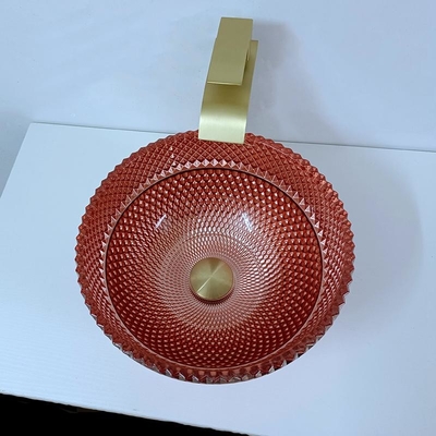 Shinning Glass Rose Gold Vessel Sink Square nad blatem galwanizowanym