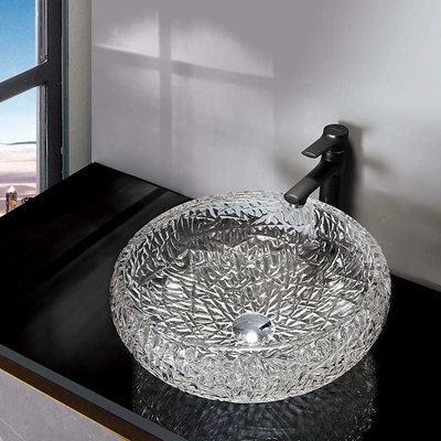 Kształt kuli Okrągła miska Łazienka Umywalka Naczynie 170mm Crystal Clear Blat Mounted