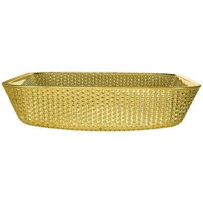 Chromowane umywalki nablatowe Kwadratowe szklane naczynia Crystal Luxury Gold Color