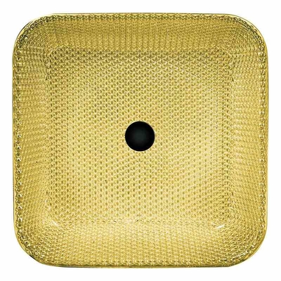 Chromowane umywalki nablatowe Kwadratowe szklane naczynia Crystal Luxury Gold Color