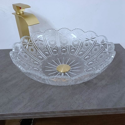 Antyczna szklana umywalka Miska Okrągły blat Włoski Design Artystyczny