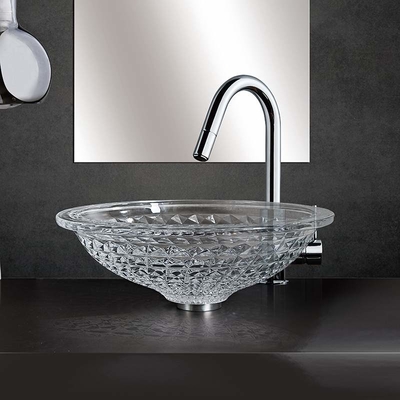 Okrągłe kryształowe umywalki do mycia rąk 415 mm 140 mm do odlewania ciśnieniowego hotelu