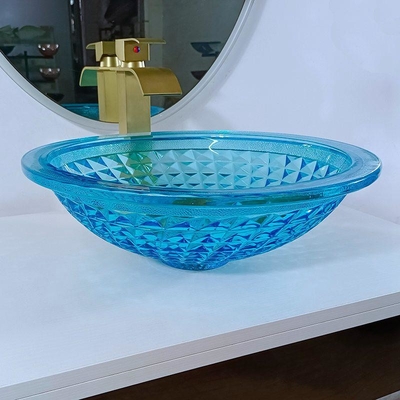 Artystyczne niebieskie umywalki łazienkowe Ocean Crystal Round Shape Vanity Sink