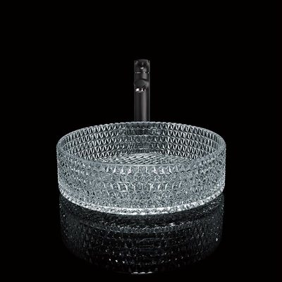 395 mm Okrągła szklana umywalka do mycia rąk 45 mm Dia Bez otworu do łazienki hotelowej