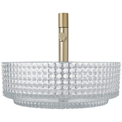 Umywalka szklana w europejskim kształcie cylindra Crystal Clear Diemater 14,8&quot;