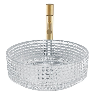 Umywalka szklana w europejskim kształcie cylindra Crystal Clear Diemater 14,8&quot;