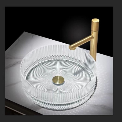 Umywalka z przezroczystego szkła w kształcie cylindra Restauracja Crystal 15,5&quot; Zlewozmywaki nablatowe na blat