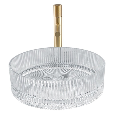 Umywalka z przezroczystego szkła w kształcie cylindra Restauracja Crystal 15,5&quot; Zlewozmywaki nablatowe na blat