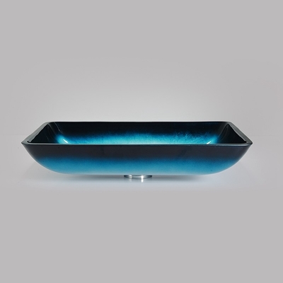 Gradient Blue Hartowane Umywalki Szklana Miska Prostokątny Blat Stały