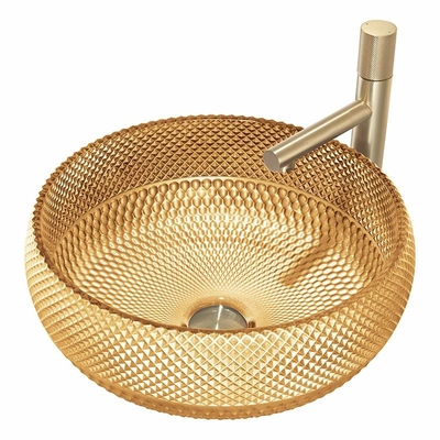 420mm okrągła szklana umywalka do mycia rąk 45mm Dia bez otworu