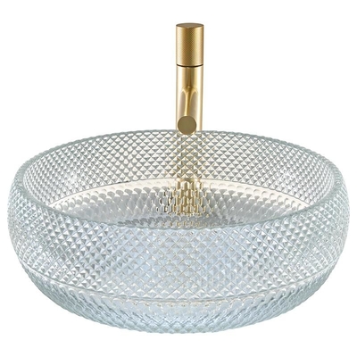Krystalicznie czyste szklane umywalki o grubości 12 mm do okrągłego kształtu biurowego Art Deco