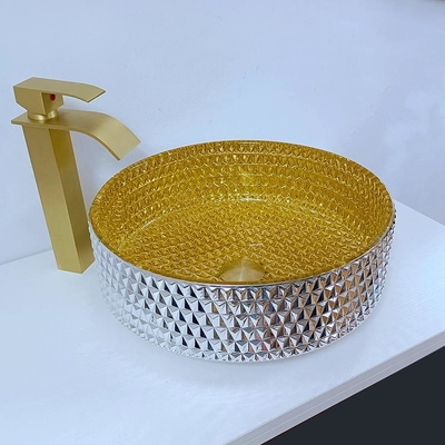 Shinning Gold Crystal Glass Umywalka Cylindryczny kształt Umywalki łazienkowe