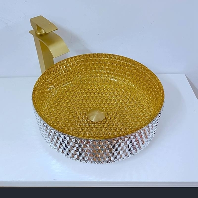 Shinning Gold Crystal Glass Umywalka Cylindryczny kształt Umywalki łazienkowe