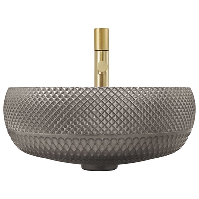 12mm Thickness Crystal Glass Vessel Basins In Dark Gray Color For Office Art Deco Round Shape