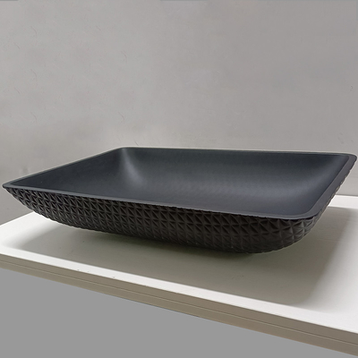 Skórzane ziarno Łazienka Umywalka ze szkła hartowanego Acid Matt Black Glass Umywalki