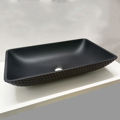 Skórzane ziarno Łazienka Umywalka ze szkła hartowanego Acid Matt Black Glass Umywalki