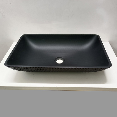 Skórzane ziarno Łazienka Umywalka ze szkła hartowanego Acid Matt Black Glass Umywalki