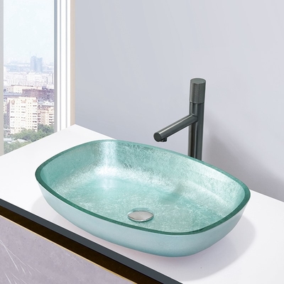Umywalki do kąpieli z folii hartowanej w kolorze srebrnym Szklana miska Melon Shape Table Top Solid