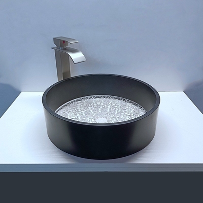 400*400*120mm Black Edge Glass Wasch Basin Z Wylotowym Rozmiarem 1,77 cali