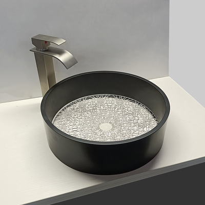 400*400*120mm Black Edge Glass Wasch Basin Z Wylotowym Rozmiarem 1,77 cali