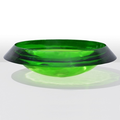 Pół-wbudowane owalne szklane zbiorniki naczynia szklane Green Glass Bowl Sink